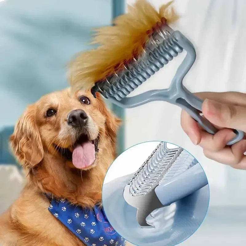 Pet grooming rake