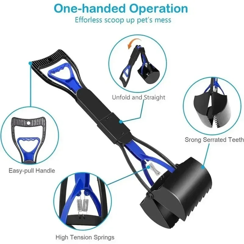 Pelle Ramasse-Crottes à Long Manche en Acier Inoxydable – Pliable, Antirouille et Réglable