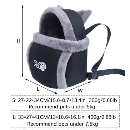 Sac à dos de transport hivernal douillet pour petits chiens et chats