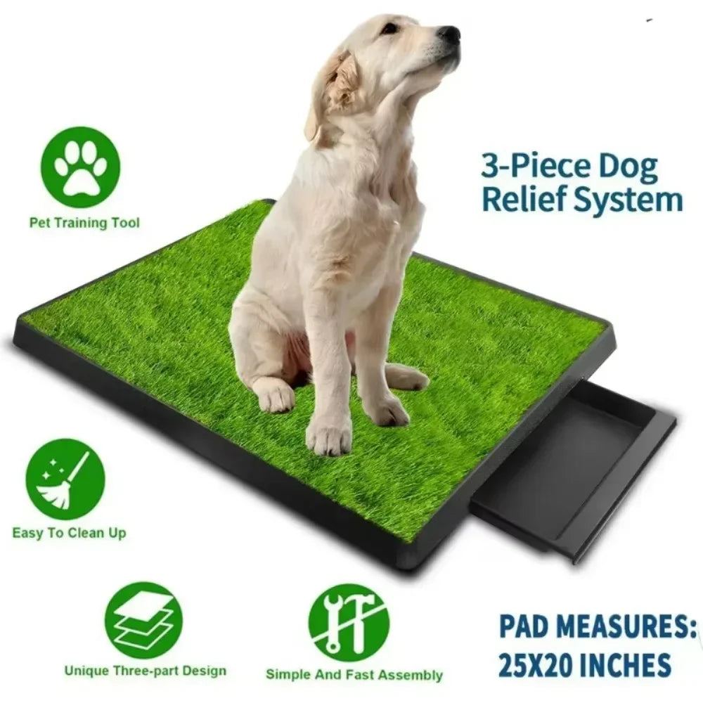 Pot de Propreté Portable pour chien, Système Triple Couche avec Gazon