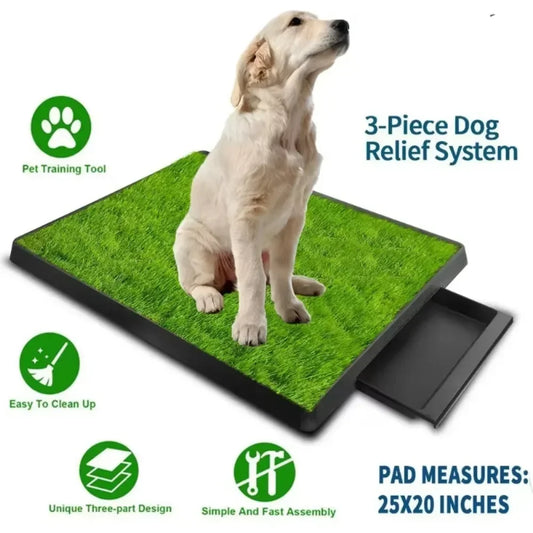 Pot de Propreté Portable pour chien, Système Triple Couche avec Gazon